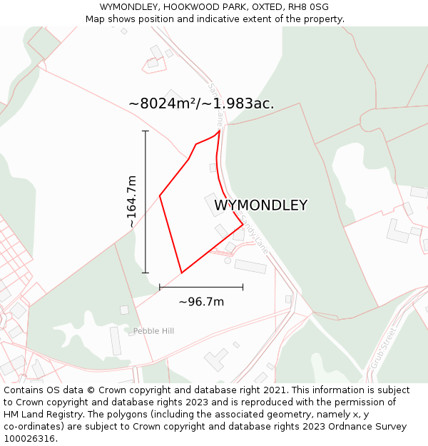 WYMONDLEY, HOOKWOOD PARK, OXTED, RH8 0SG: Plot and title map