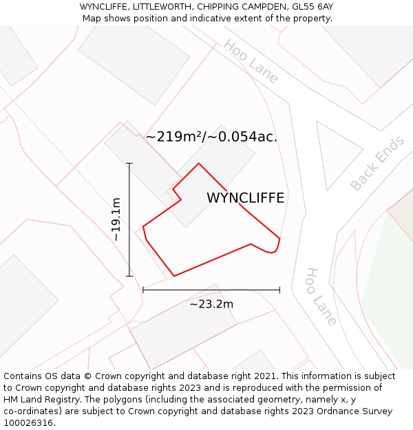 WYNCLIFFE, LITTLEWORTH, CHIPPING CAMPDEN, GL55 6AY: Plot and title map