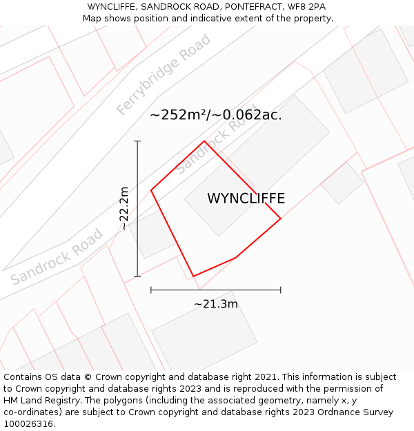 WYNCLIFFE, SANDROCK ROAD, PONTEFRACT, WF8 2PA: Plot and title map