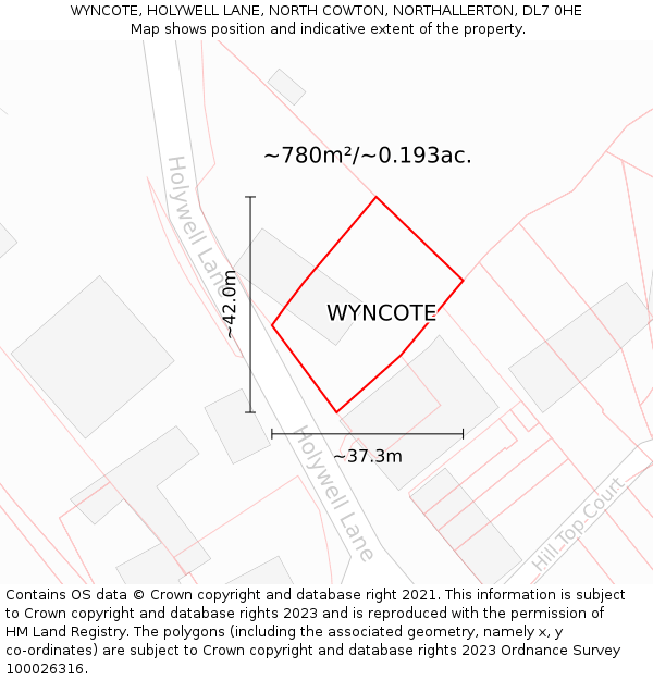 WYNCOTE, HOLYWELL LANE, NORTH COWTON, NORTHALLERTON, DL7 0HE: Plot and title map