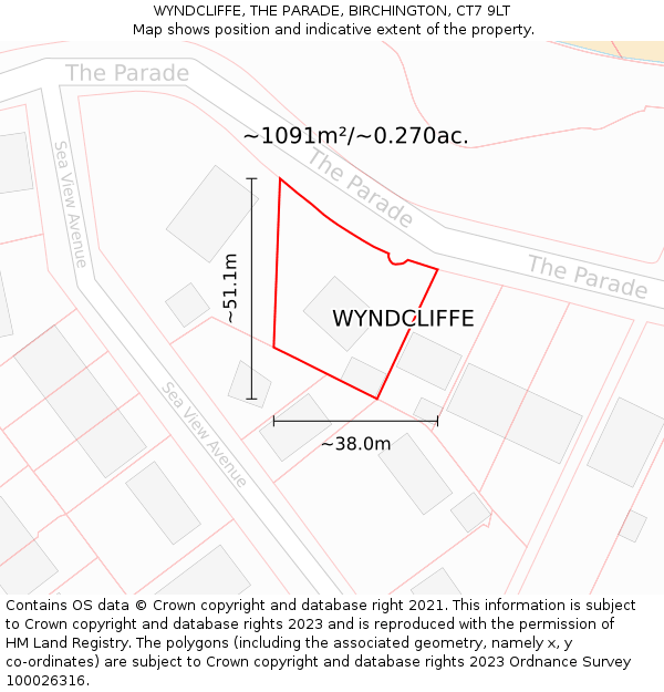 WYNDCLIFFE, THE PARADE, BIRCHINGTON, CT7 9LT: Plot and title map