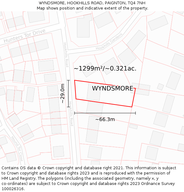 WYNDSMORE, HOOKHILLS ROAD, PAIGNTON, TQ4 7NH: Plot and title map
