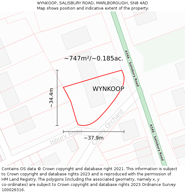 WYNKOOP, SALISBURY ROAD, MARLBOROUGH, SN8 4AD: Plot and title map