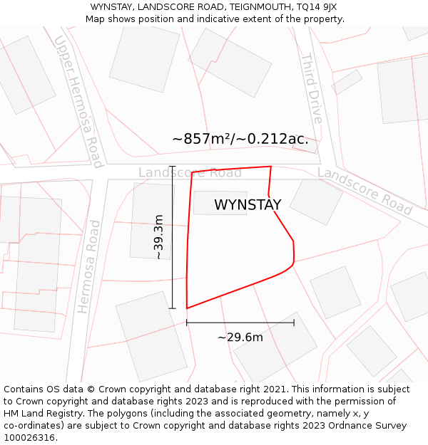 WYNSTAY, LANDSCORE ROAD, TEIGNMOUTH, TQ14 9JX: Plot and title map