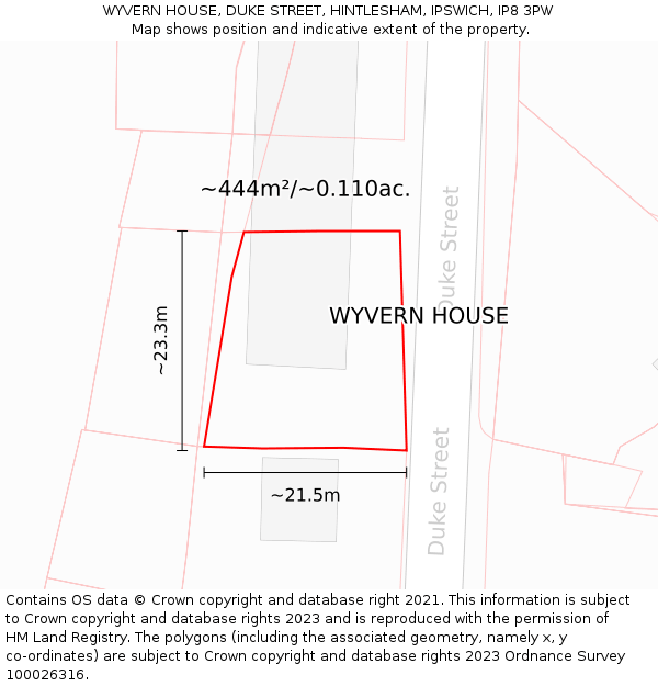 WYVERN HOUSE, DUKE STREET, HINTLESHAM, IPSWICH, IP8 3PW: Plot and title map