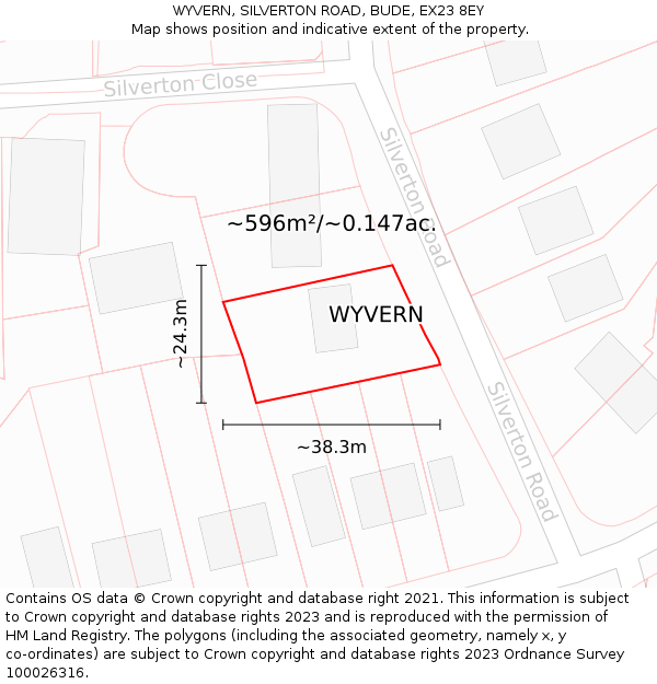 WYVERN, SILVERTON ROAD, BUDE, EX23 8EY: Plot and title map