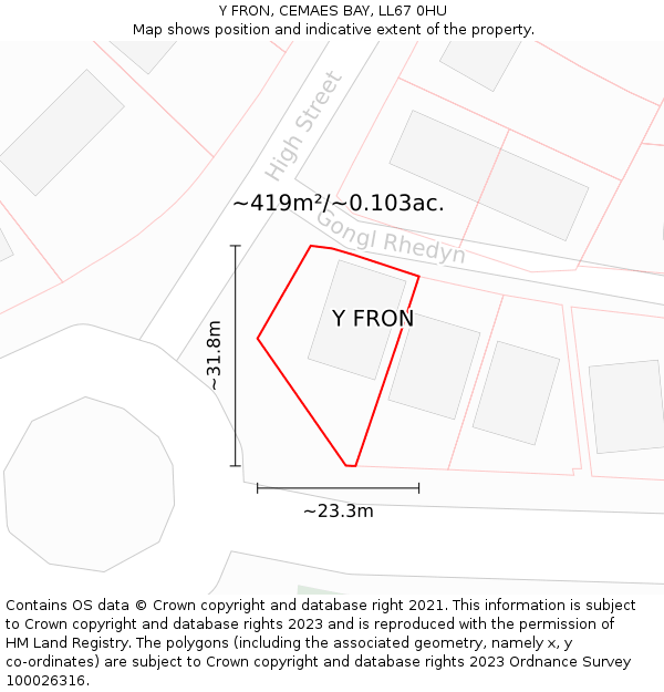 Y FRON, CEMAES BAY, LL67 0HU: Plot and title map