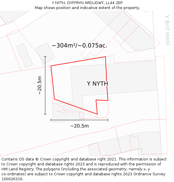 Y NYTH, DYFFRYN ARDUDWY, LL44 2EP: Plot and title map