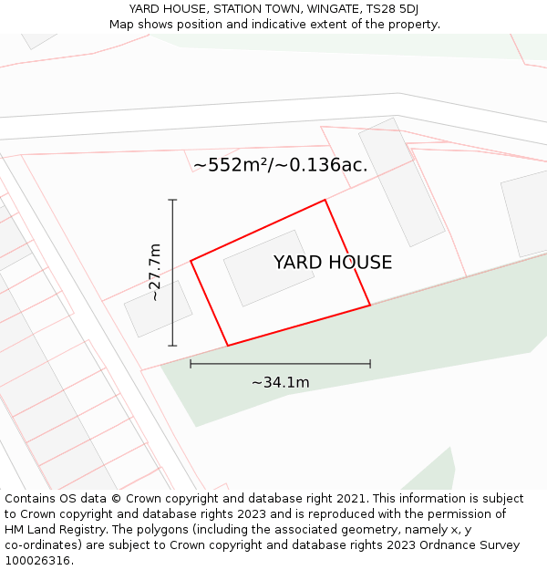 YARD HOUSE, STATION TOWN, WINGATE, TS28 5DJ: Plot and title map