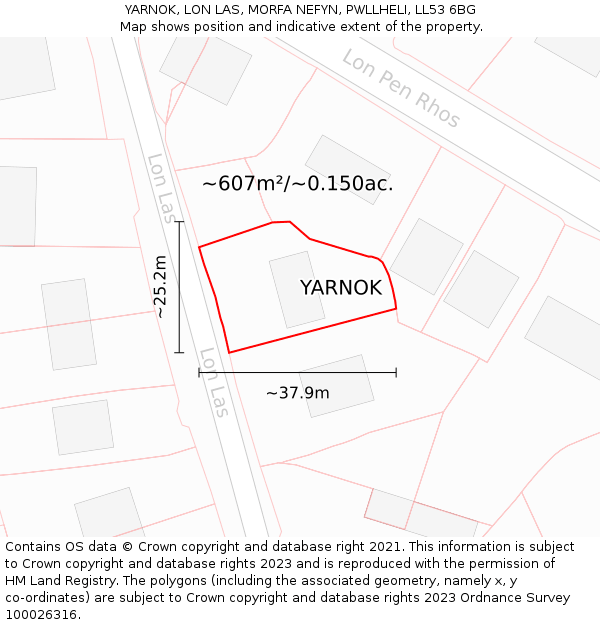 YARNOK, LON LAS, MORFA NEFYN, PWLLHELI, LL53 6BG: Plot and title map