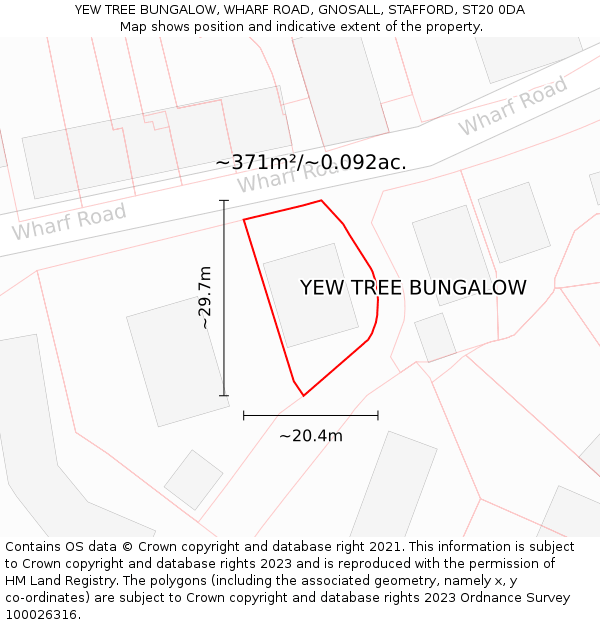 YEW TREE BUNGALOW, WHARF ROAD, GNOSALL, STAFFORD, ST20 0DA: Plot and title map