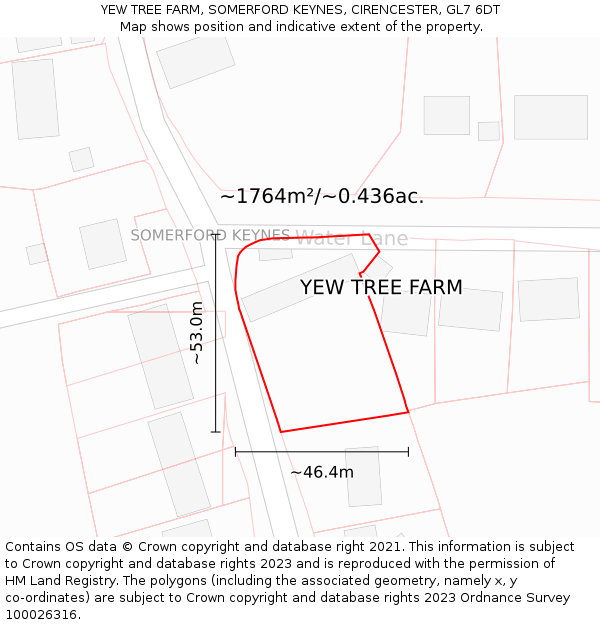 YEW TREE FARM, SOMERFORD KEYNES, CIRENCESTER, GL7 6DT: Plot and title map