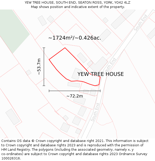 YEW TREE HOUSE, SOUTH END, SEATON ROSS, YORK, YO42 4LZ: Plot and title map