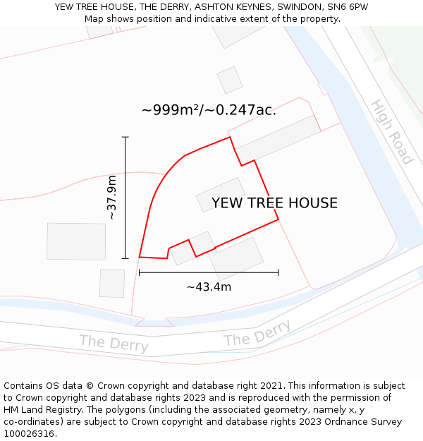 YEW TREE HOUSE, THE DERRY, ASHTON KEYNES, SWINDON, SN6 6PW: Plot and title map
