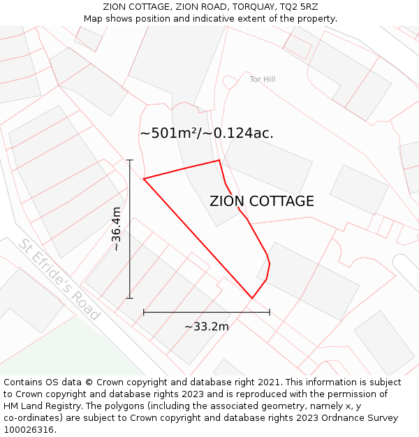 ZION COTTAGE, ZION ROAD, TORQUAY, TQ2 5RZ: Plot and title map