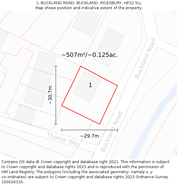 1, BUCKLAND ROAD, BUCKLAND, AYLESBURY, HP22 5LL: Plot and title map