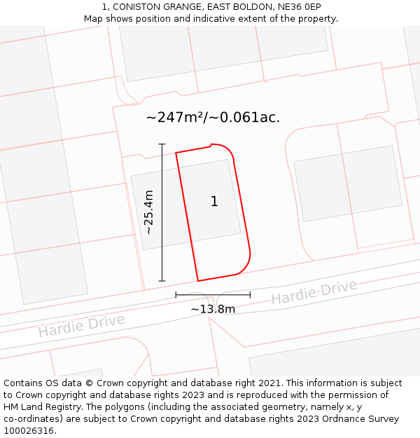 1, CONISTON GRANGE, EAST BOLDON, NE36 0EP: Plot and title map