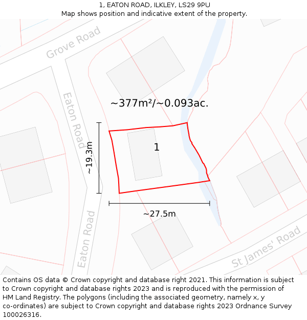 1, EATON ROAD, ILKLEY, LS29 9PU: Plot and title map