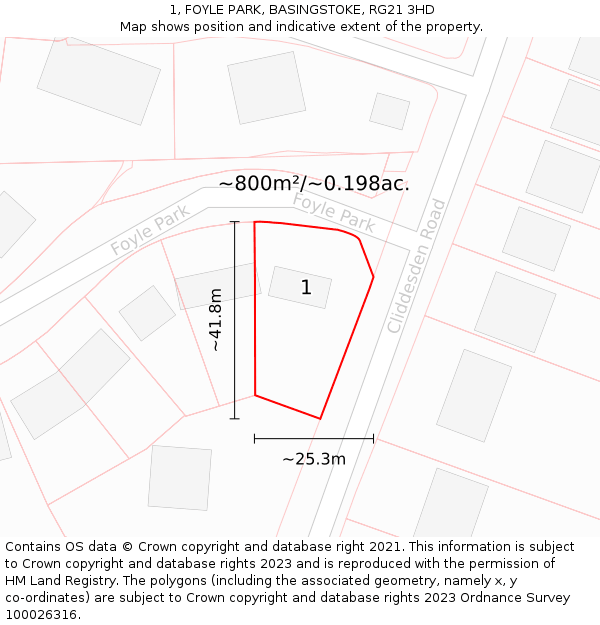 1, FOYLE PARK, BASINGSTOKE, RG21 3HD: Plot and title map