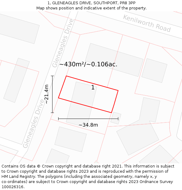 1, GLENEAGLES DRIVE, SOUTHPORT, PR8 3PP: Plot and title map