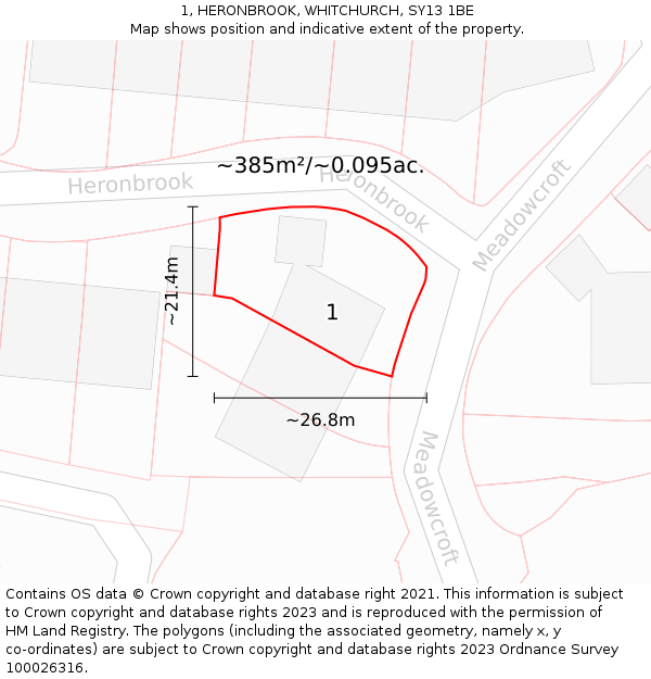 1, HERONBROOK, WHITCHURCH, SY13 1BE: Plot and title map