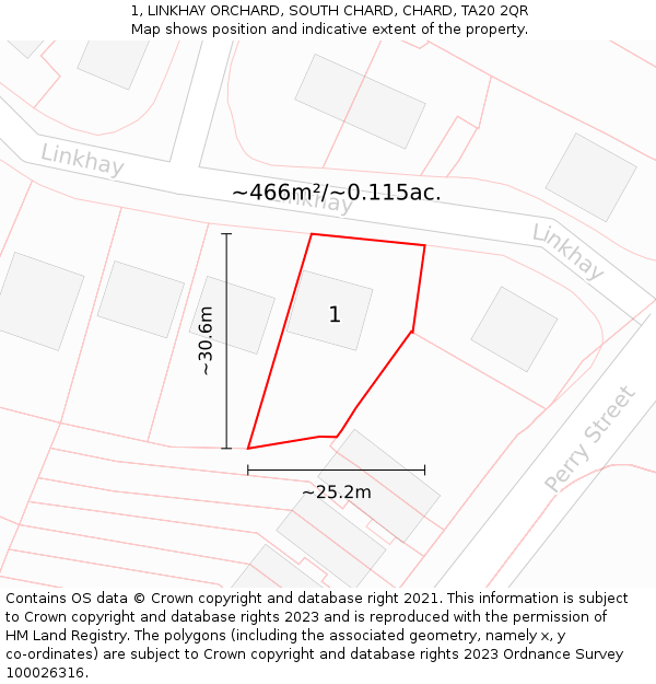 1, LINKHAY ORCHARD, SOUTH CHARD, CHARD, TA20 2QR: Plot and title map