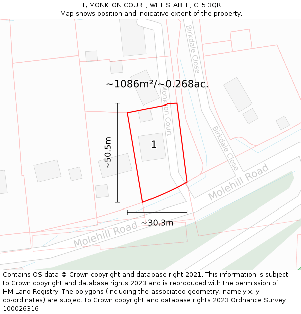 1, MONKTON COURT, WHITSTABLE, CT5 3QR: Plot and title map