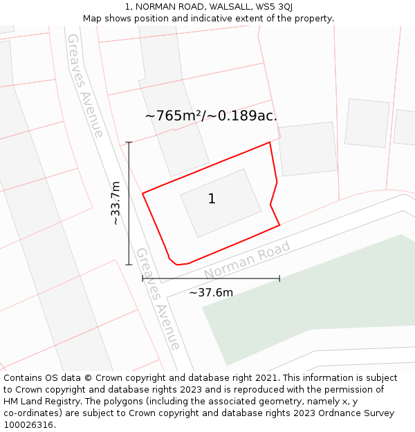 1, NORMAN ROAD, WALSALL, WS5 3QJ: Plot and title map