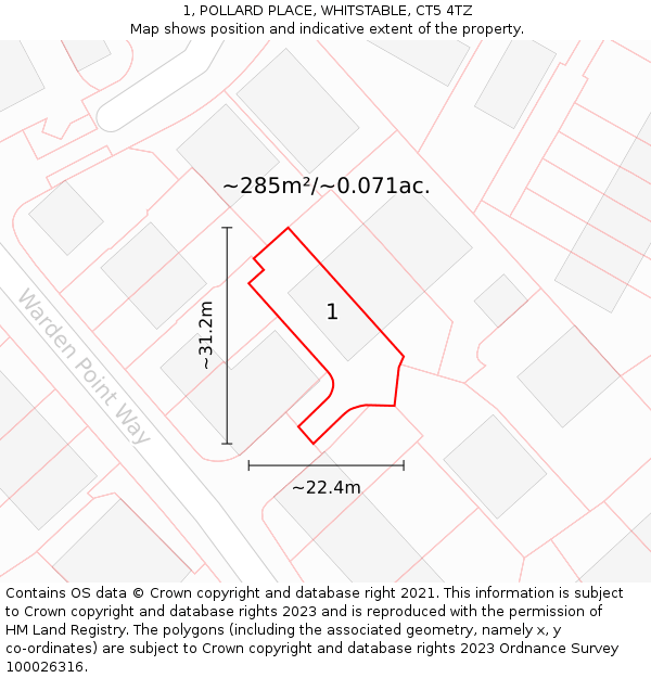 1, POLLARD PLACE, WHITSTABLE, CT5 4TZ: Plot and title map