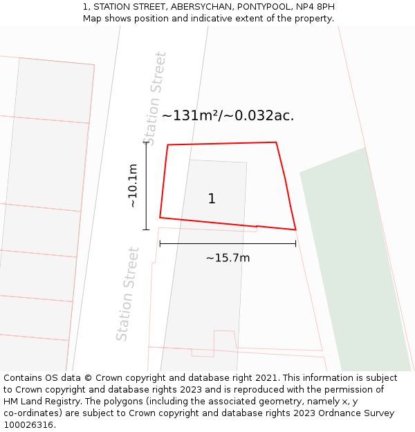 1, STATION STREET, ABERSYCHAN, PONTYPOOL, NP4 8PH: Plot and title map