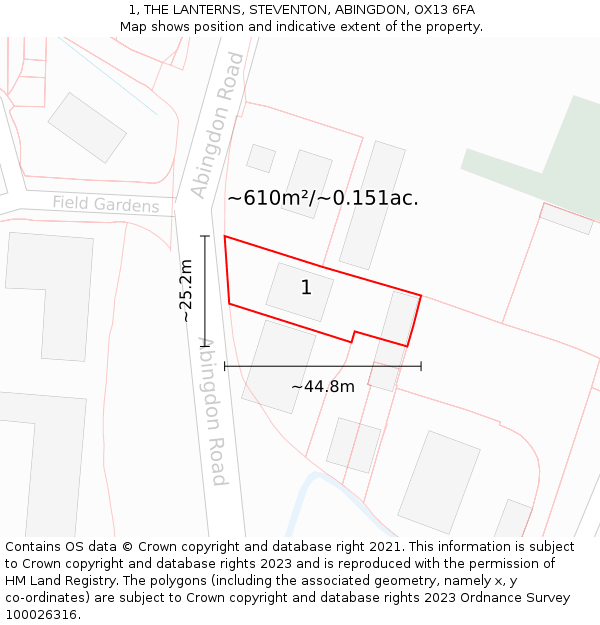 1, THE LANTERNS, STEVENTON, ABINGDON, OX13 6FA: Plot and title map