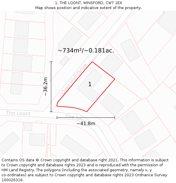 1, THE LOONT, WINSFORD, CW7 1EX: Plot and title map