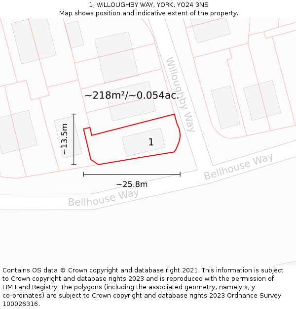 1, WILLOUGHBY WAY, YORK, YO24 3NS: Plot and title map