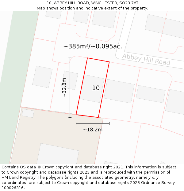 10, ABBEY HILL ROAD, WINCHESTER, SO23 7AT: Plot and title map