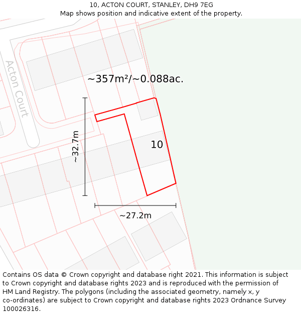 10, ACTON COURT, STANLEY, DH9 7EG: Plot and title map
