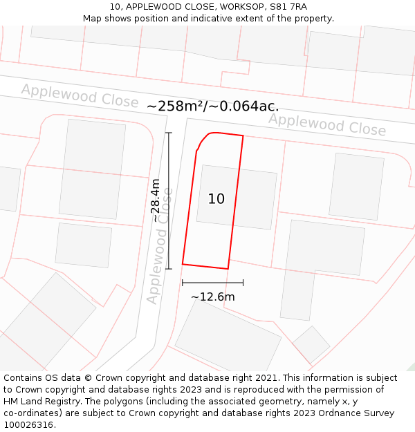 10, APPLEWOOD CLOSE, WORKSOP, S81 7RA: Plot and title map