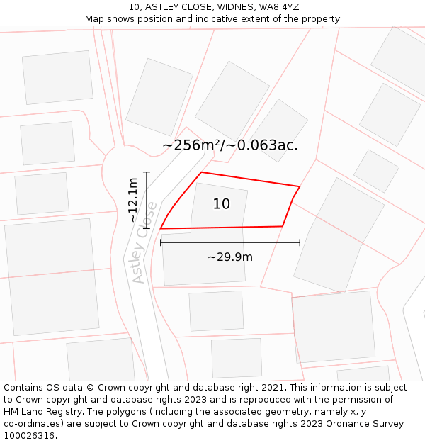 10, ASTLEY CLOSE, WIDNES, WA8 4YZ: Plot and title map