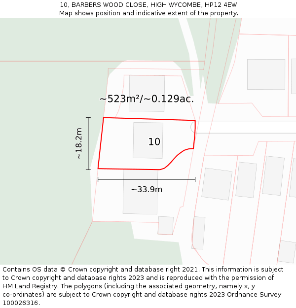 10, BARBERS WOOD CLOSE, HIGH WYCOMBE, HP12 4EW: Plot and title map