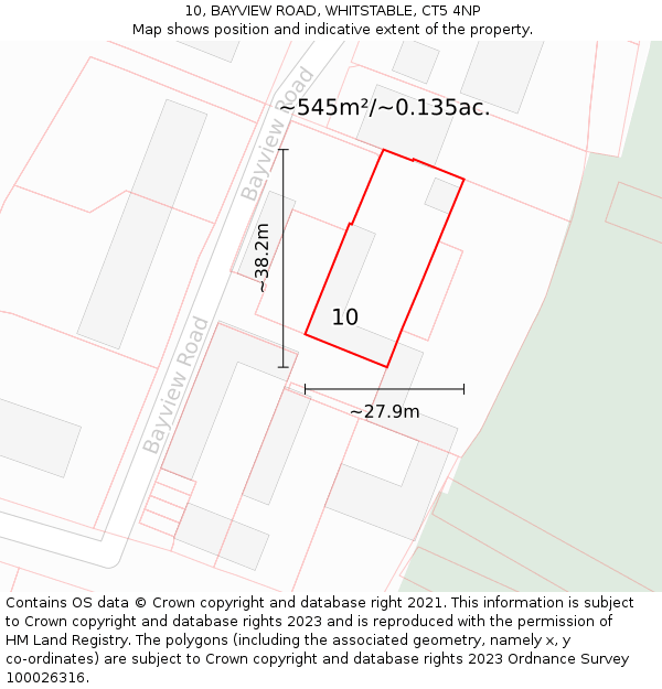 10, BAYVIEW ROAD, WHITSTABLE, CT5 4NP: Plot and title map