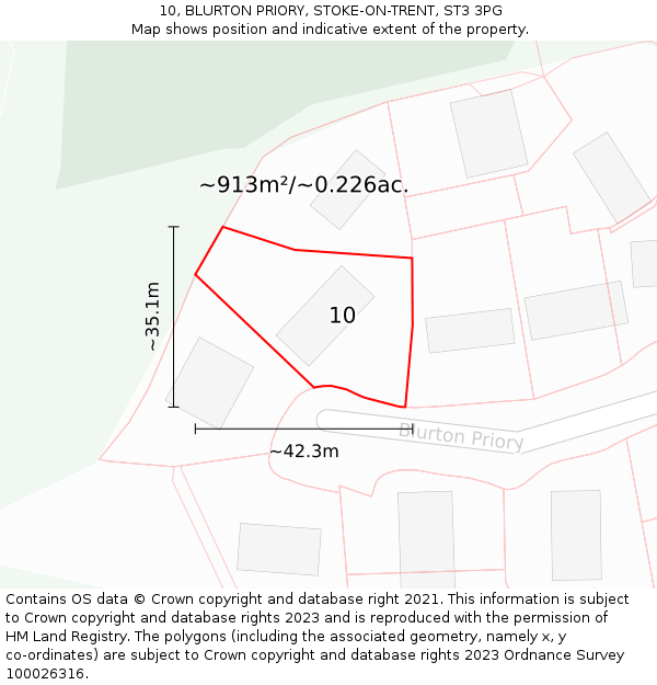 10, BLURTON PRIORY, STOKE-ON-TRENT, ST3 3PG: Plot and title map