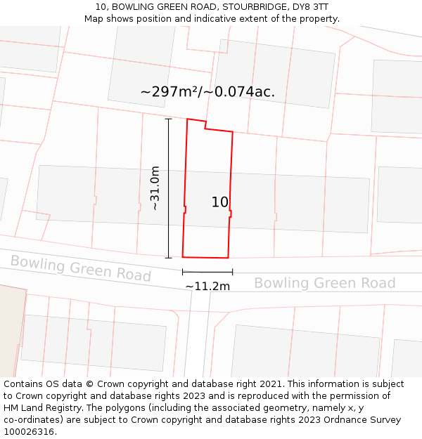 10, BOWLING GREEN ROAD, STOURBRIDGE, DY8 3TT: Plot and title map