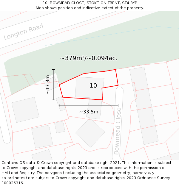 10, BOWMEAD CLOSE, STOKE-ON-TRENT, ST4 8YP: Plot and title map