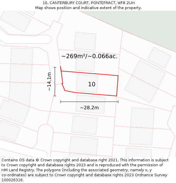 10, CANTERBURY COURT, PONTEFRACT, WF8 2UH: Plot and title map