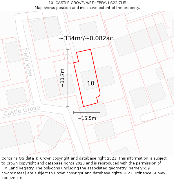 10, CASTLE GROVE, WETHERBY, LS22 7UB: Plot and title map