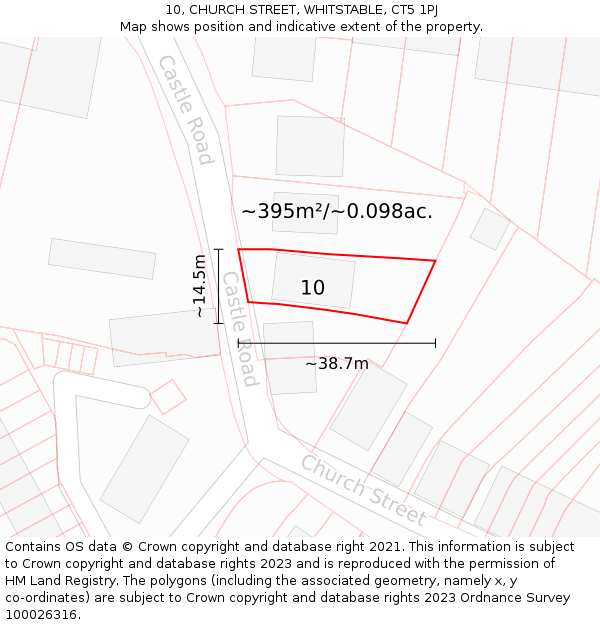 10, CHURCH STREET, WHITSTABLE, CT5 1PJ: Plot and title map