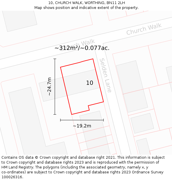 10, CHURCH WALK, WORTHING, BN11 2LH: Plot and title map