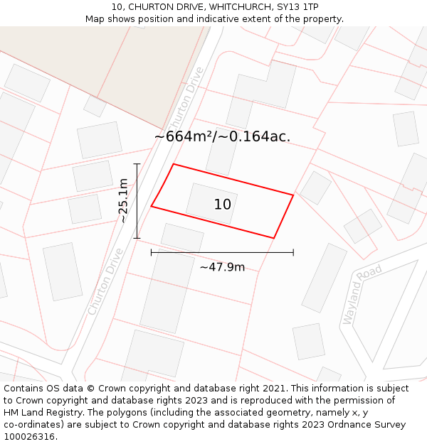 10, CHURTON DRIVE, WHITCHURCH, SY13 1TP: Plot and title map