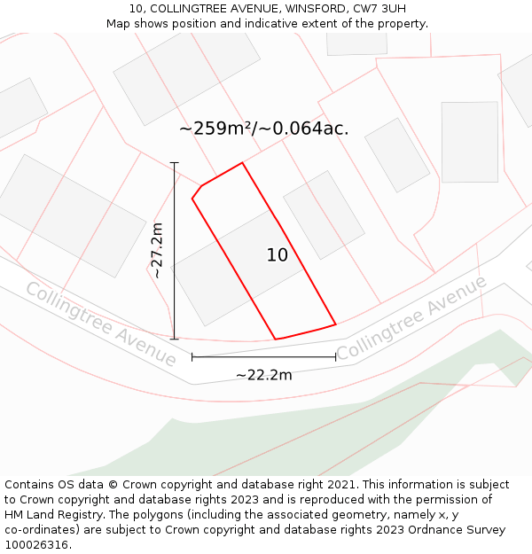 10, COLLINGTREE AVENUE, WINSFORD, CW7 3UH: Plot and title map