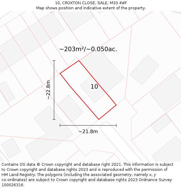 10, CROXTON CLOSE, SALE, M33 4WF: Plot and title map
