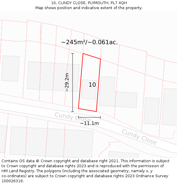 10, CUNDY CLOSE, PLYMOUTH, PL7 4QH: Plot and title map